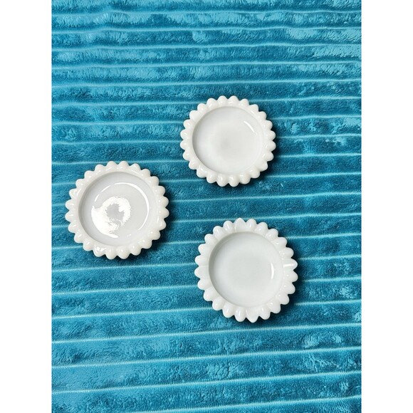 3 Milk Glass Trinket Dishes Ring Sunflower Votive Tea light Candle Holder Daisy - Picture 2 of 5